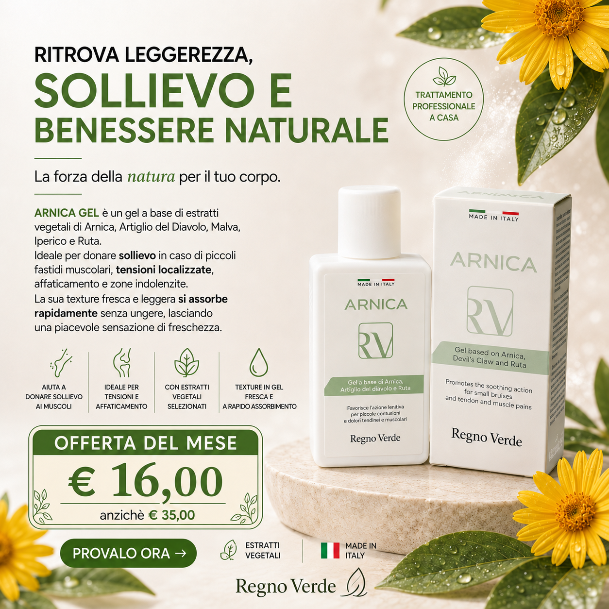 🌿 ARNICA GEL – Sollievo naturale per muscoli e articolazioni